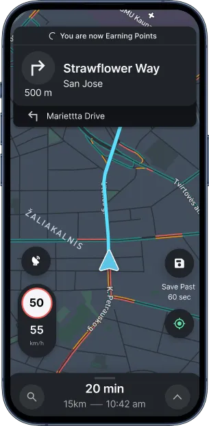 Smartphone displaying how you earn from Drive& detections.