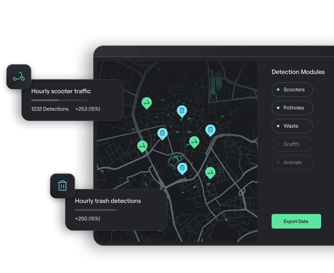 Digital map showing various NATIX detection modules